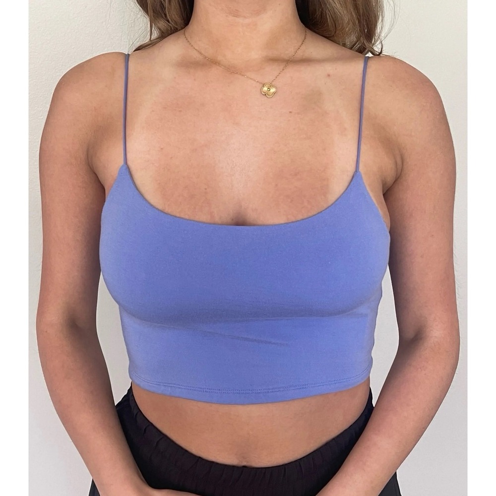 Wilfred Free Aritzia Blue Spaghetti Strap Crop Top Cami XS